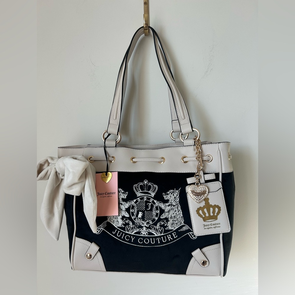 Viral Juicy Couture Scottie Dog Black and Cream Tote Bag Daydreamer Y2K